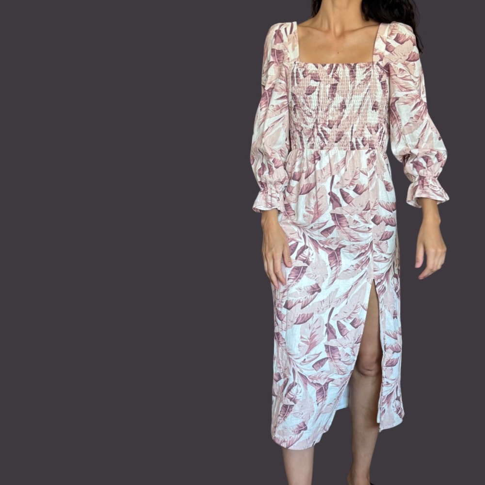House of Harlow 1960 Linen Blend Palm Dress - Picture 4 of 7